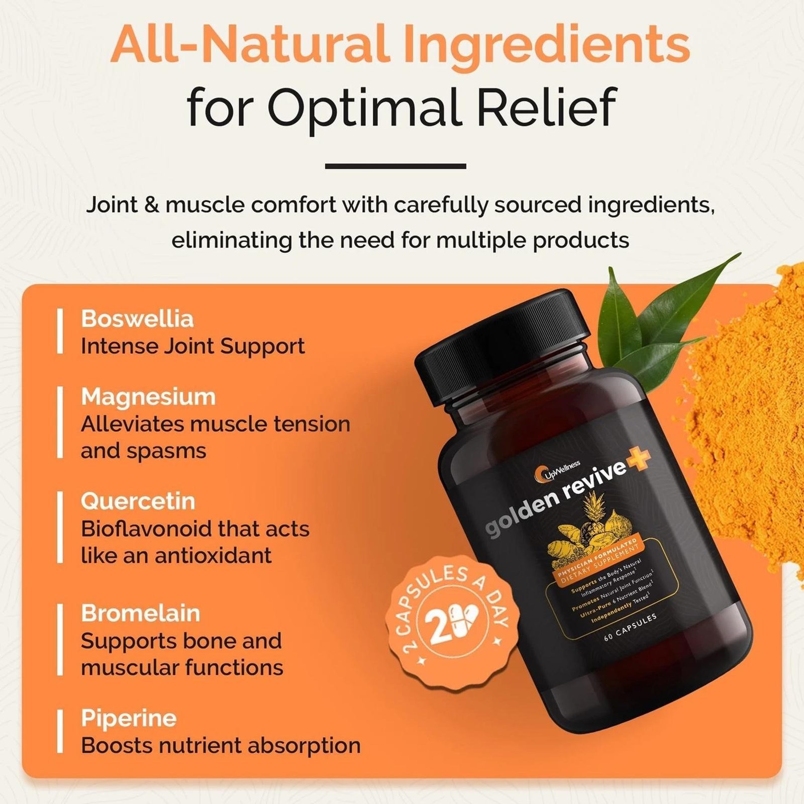 UpWellness Golden Revive+ Joint Support 60ct 1 Month Supply