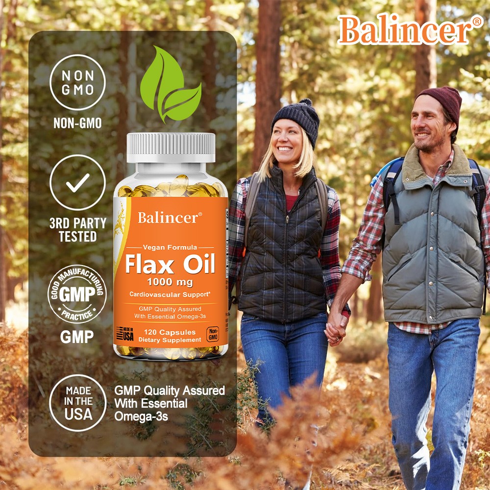 Flaxseed oil 1000mg capsules (30/60/120 pack) With Essential Omega-3s