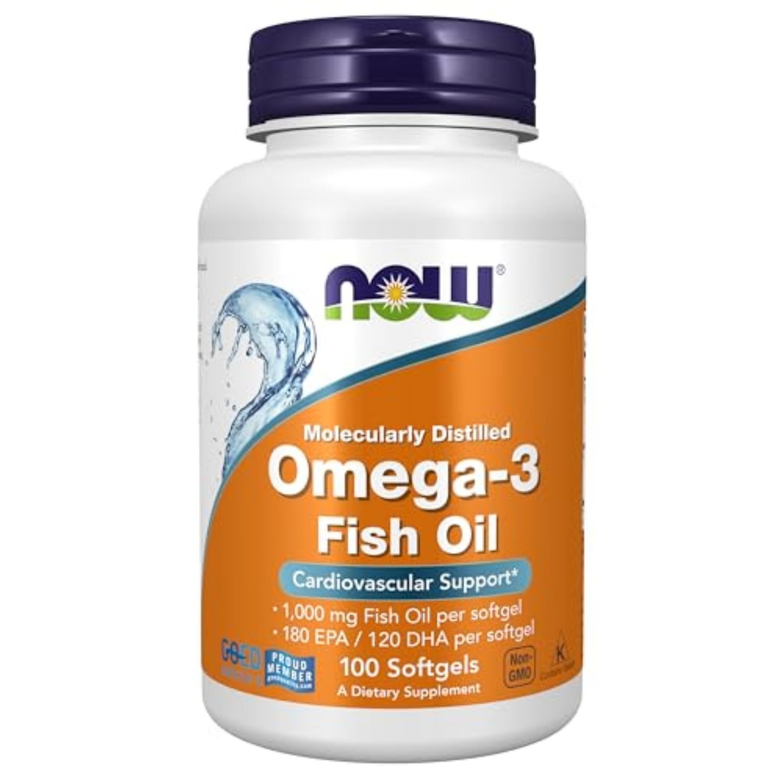 NOW Supplements, Omega-3 180 EPA / 120 DHA, 100 Count (Pack of 1), Amber