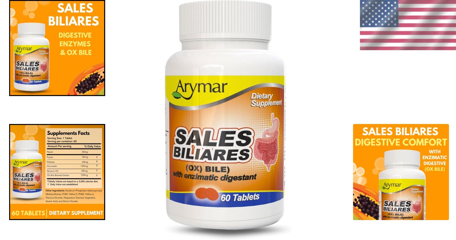 60 Count Ox Bile Supplement with Digestive Enzymes – Supports Natural Digestion