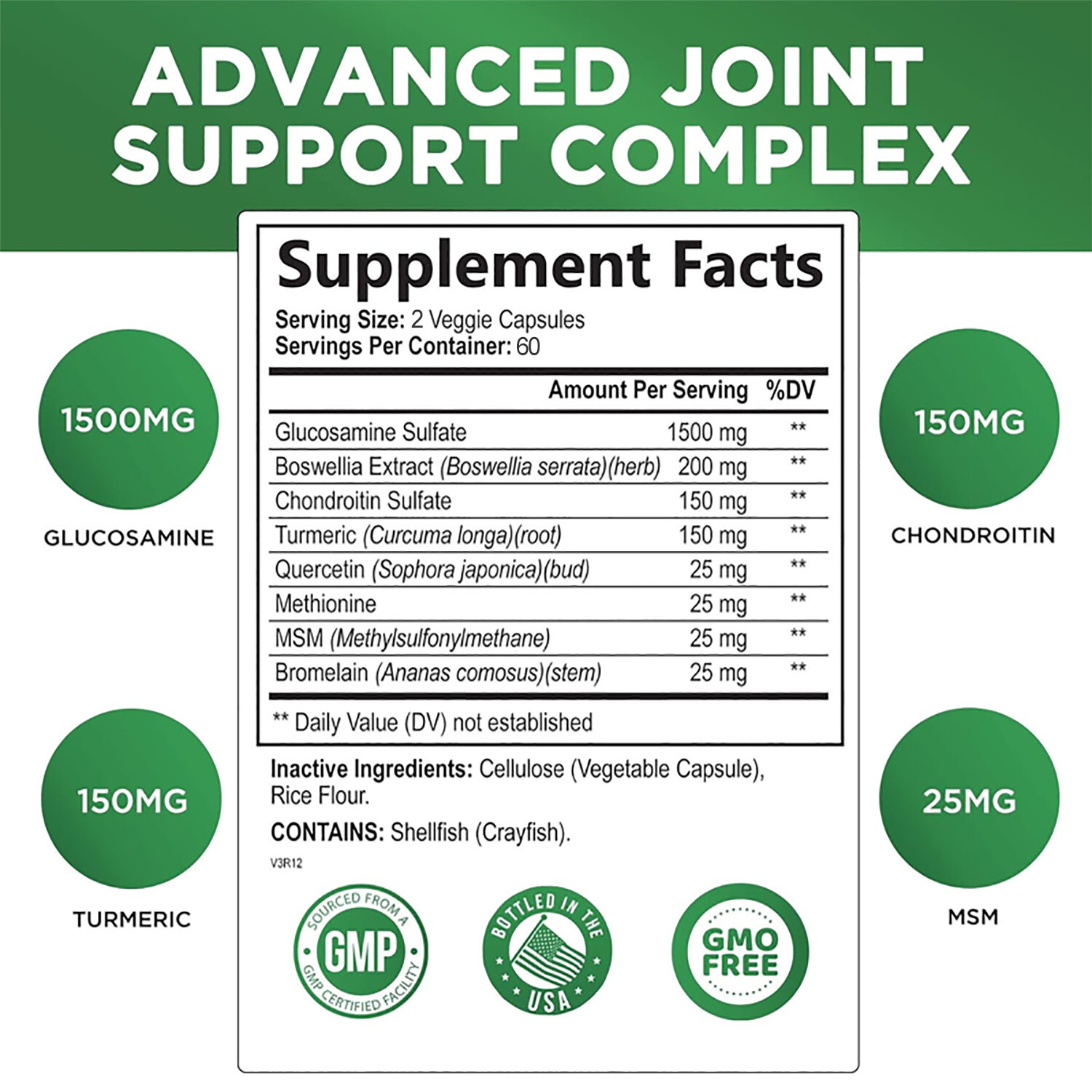 Glucosamine Chondroitin – Turmeric, MSM, Joint Support, Anti-Inflammatory