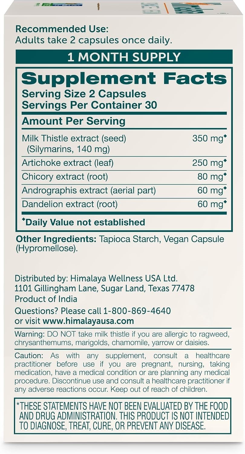 2 X Milk Thistle Liver Support & Cleansing with Artichoke Chicory Exp 12/2027