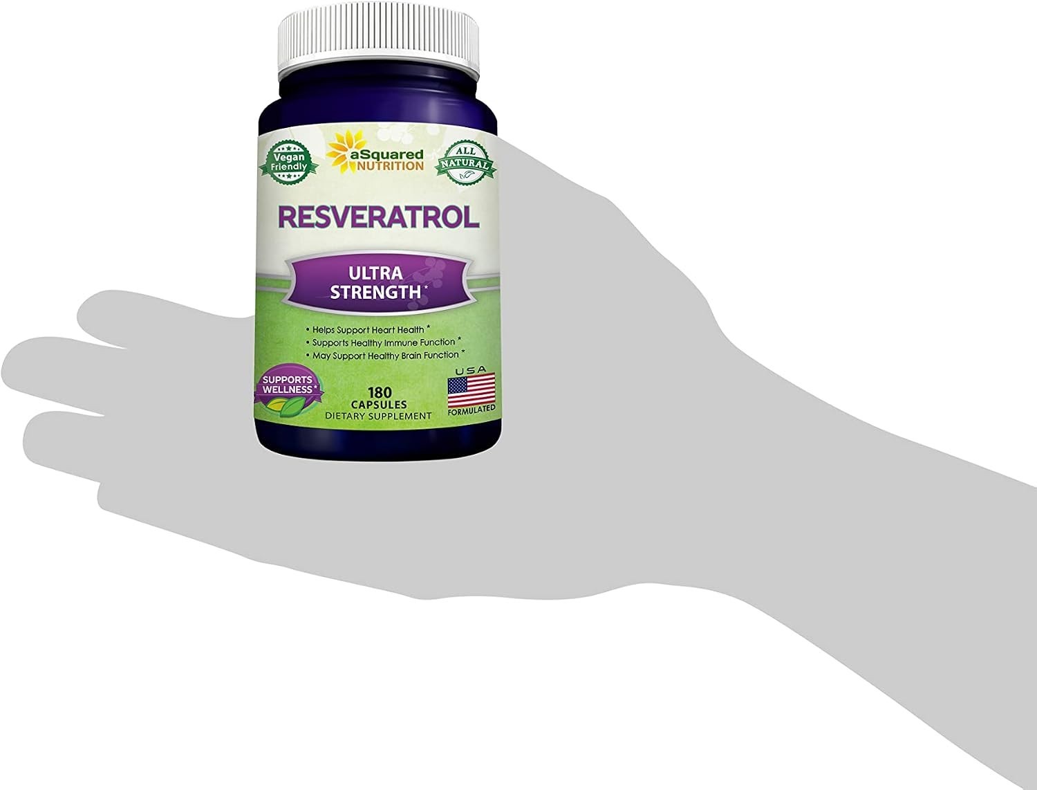 100% Natural Resveratrol – 1000mg Per Serving Max Strength 180 Capsules Antio…