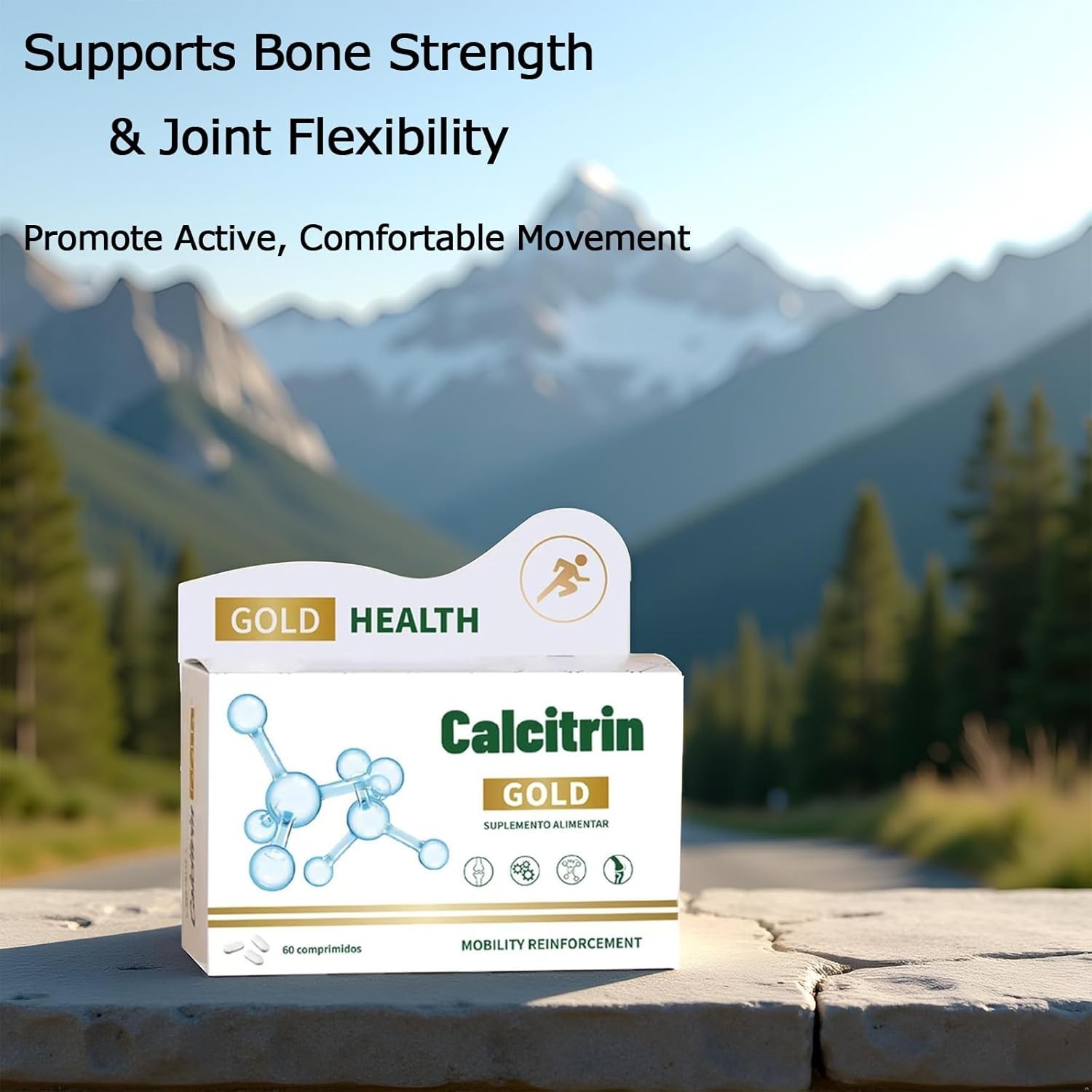 Calcitrin Gold Mobility Supplement: Unflavored Calcium & Collagen Tablets, 60 Ct