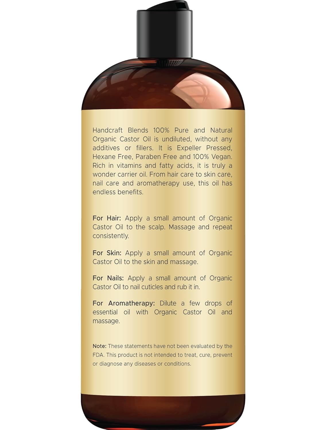 Organic Castor Oil 16 Fl Oz | 100% Pure and Natural | Premium Grade Carrier Oil