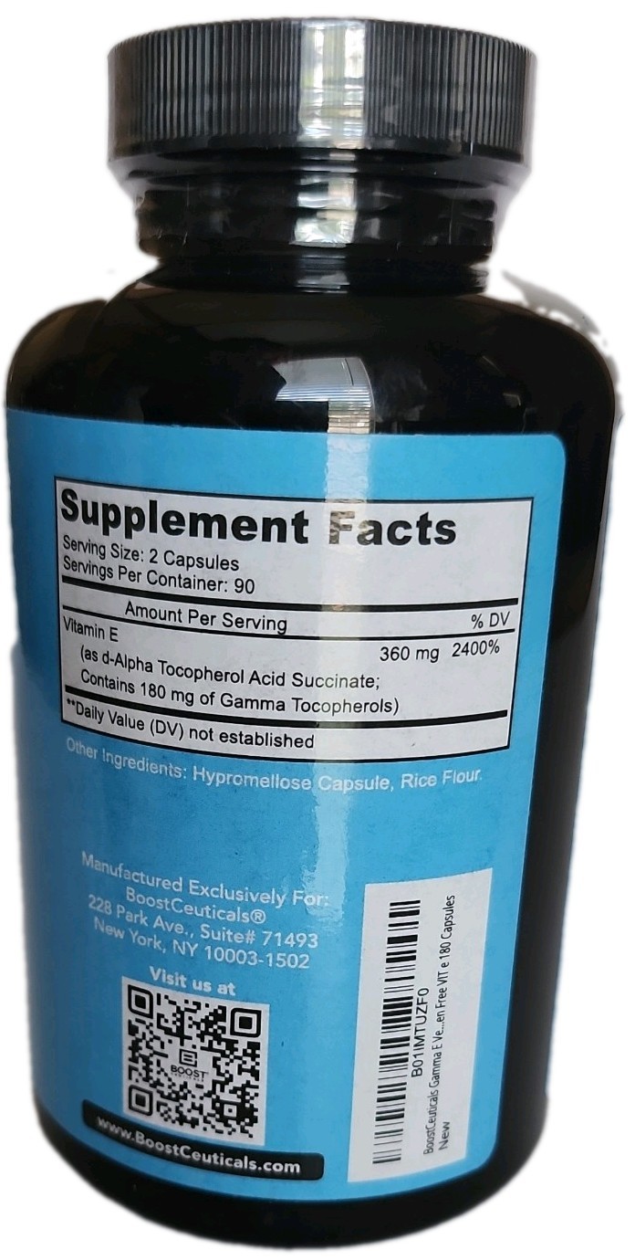 New Boost Peak High Gamma E Mixed Tocopherols 180 Softgels – Exp 06/2028
