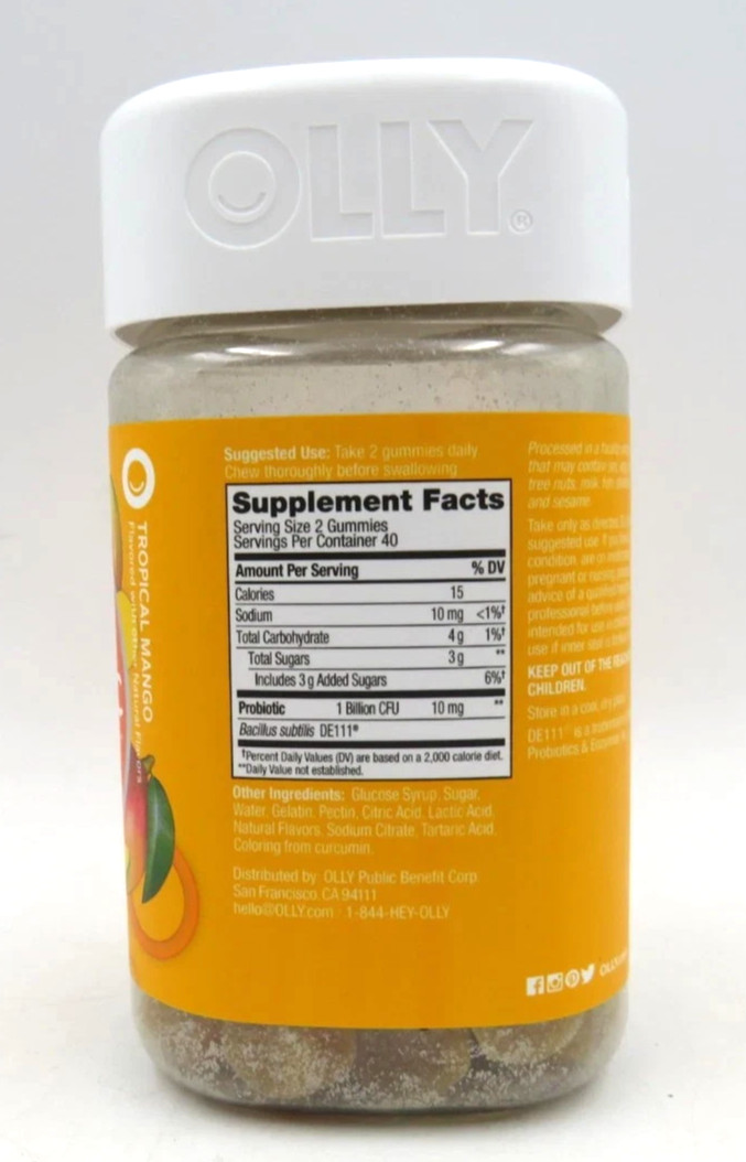 OLLY Probiotic Gummy Immune & Digestive Support – Mango – 80 Count *EXP 07/2026*
