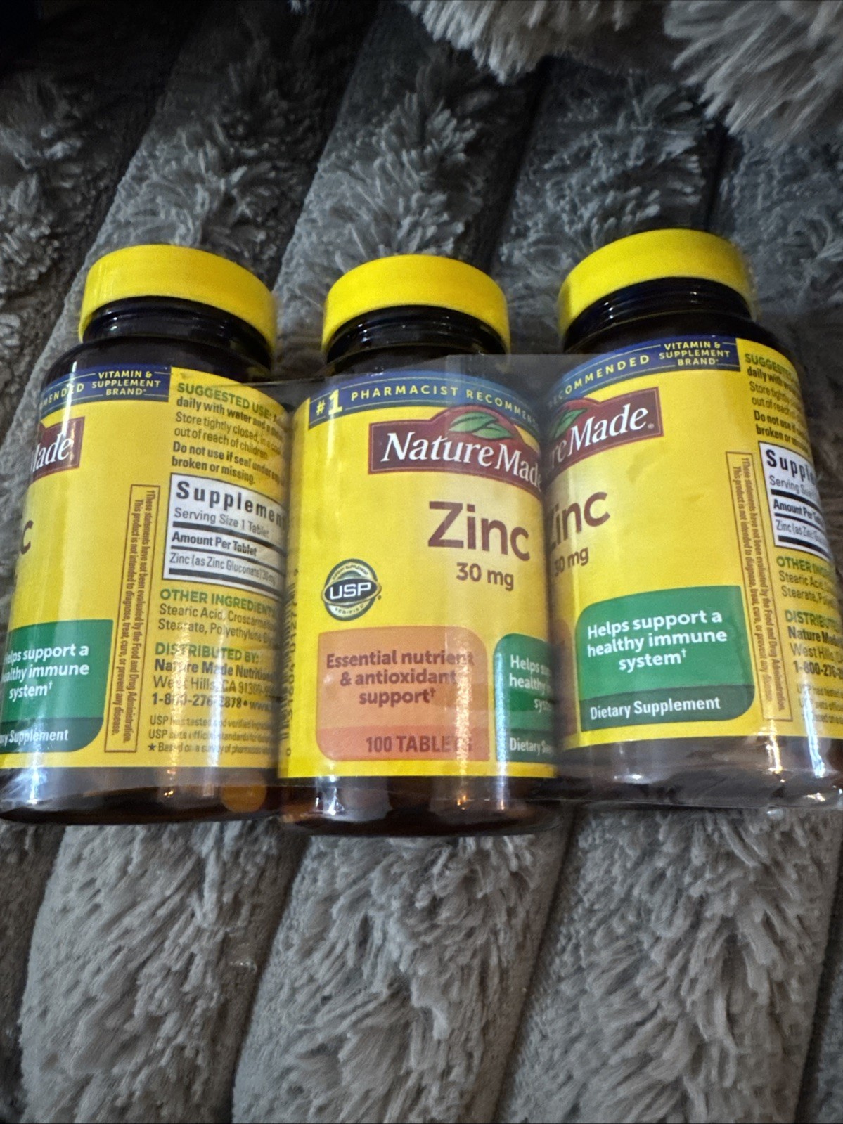 3X Nature Made Zinc, 30mg Dietary Supplement – 100 Tablets 12/28
