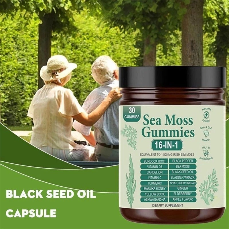 16 in 1 Organic Sea Moss Gummy Irishmoss Extract 6000Mg Green Apple Flavor 1-5pc