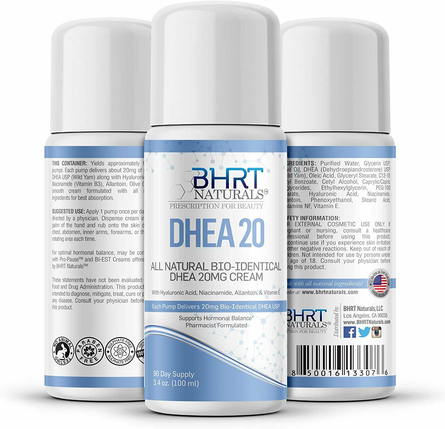 DHEA Cream 20mg for Men & Women Bioidentical DHEA USP Natural DHEA Supplement