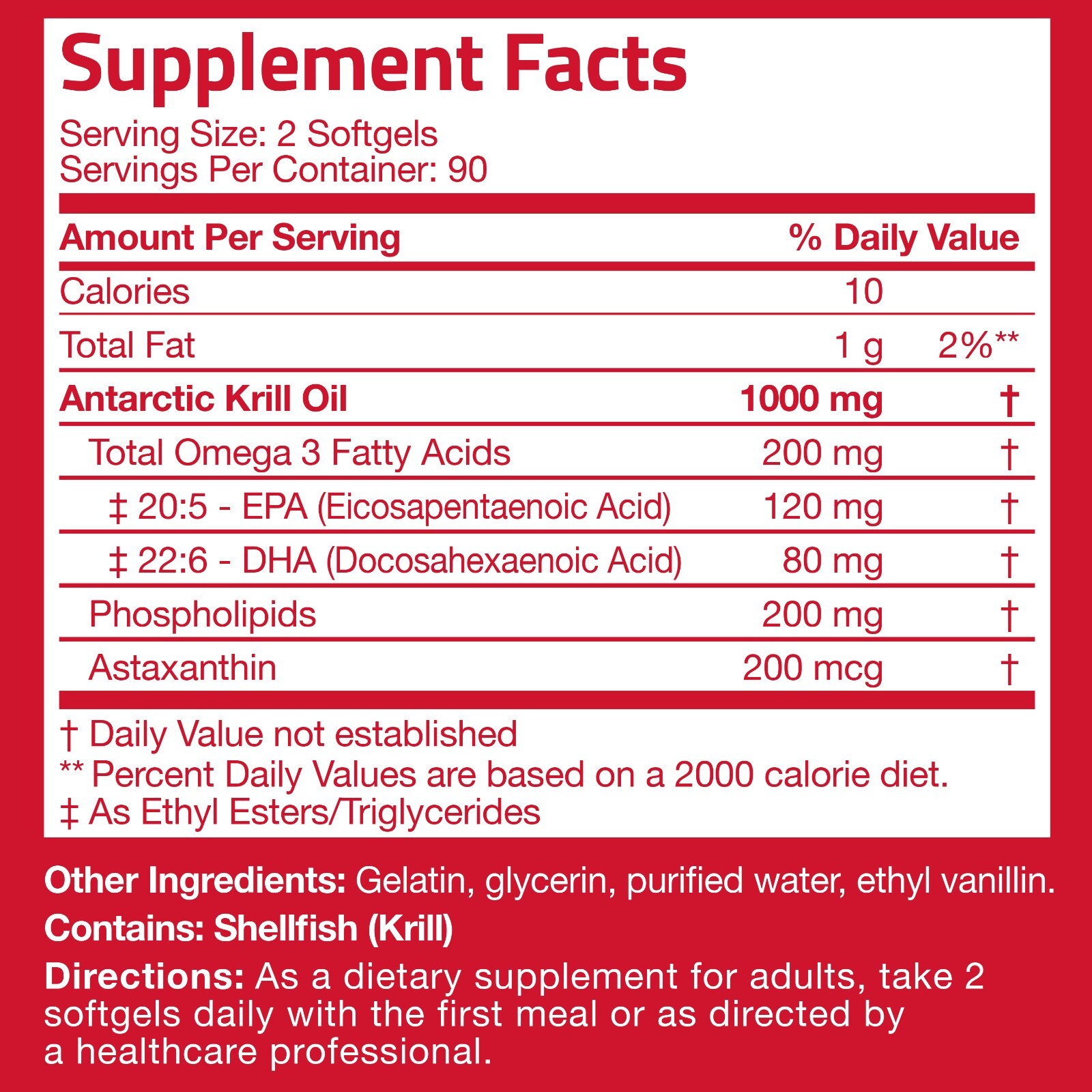 Antarctic Krill Oil 1000mg with Omega-3s EPA, DHA and Astaxanthin