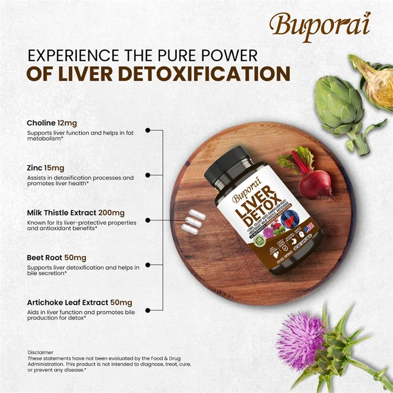 Liver Detox 120pcs, Supports Gut and Digestive Health, Metabolism, Protect Liver