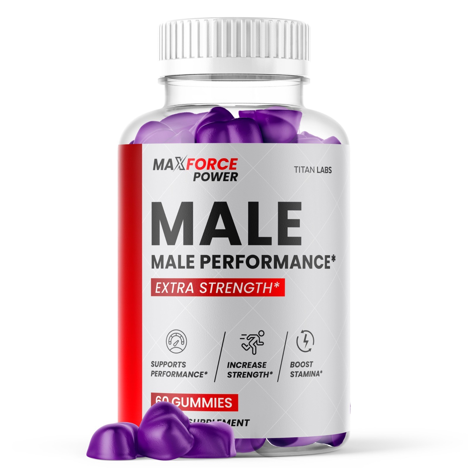 (1 Pack) Max Force Power Male Gummies Advanced Support Supplement 60 Gummies
