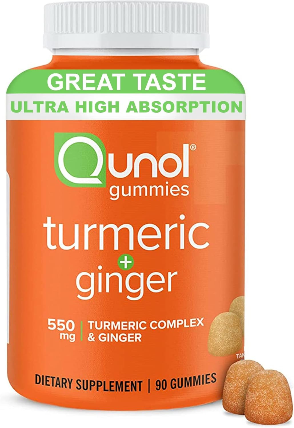Qunol Turmeric and Ginger Gummies – Joint Support Supplement with Ultra High Abs