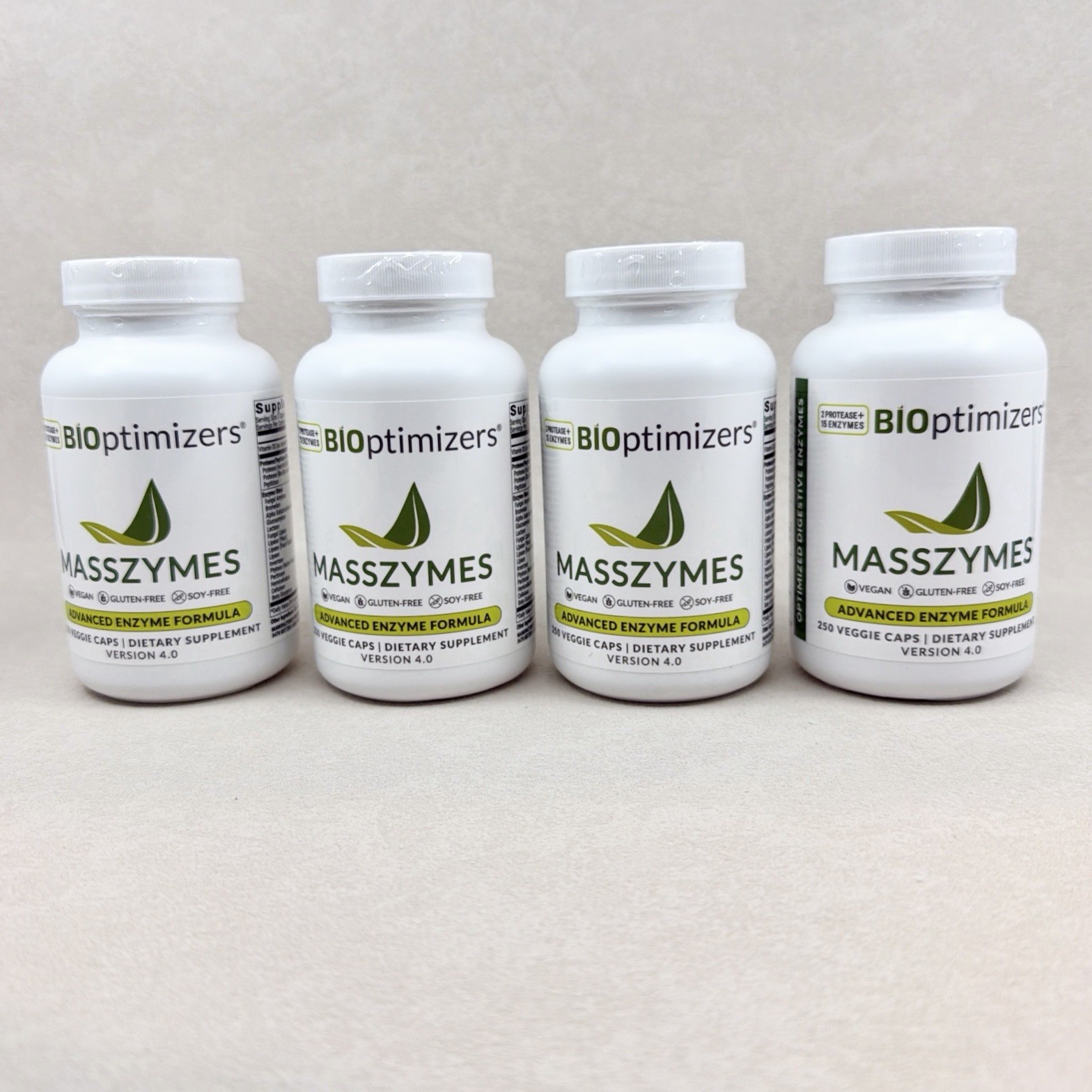 4 Pack Bioptimizers Masszymes 1k Caps Advanced Proteolytic Enzyme 4.0 SEALED