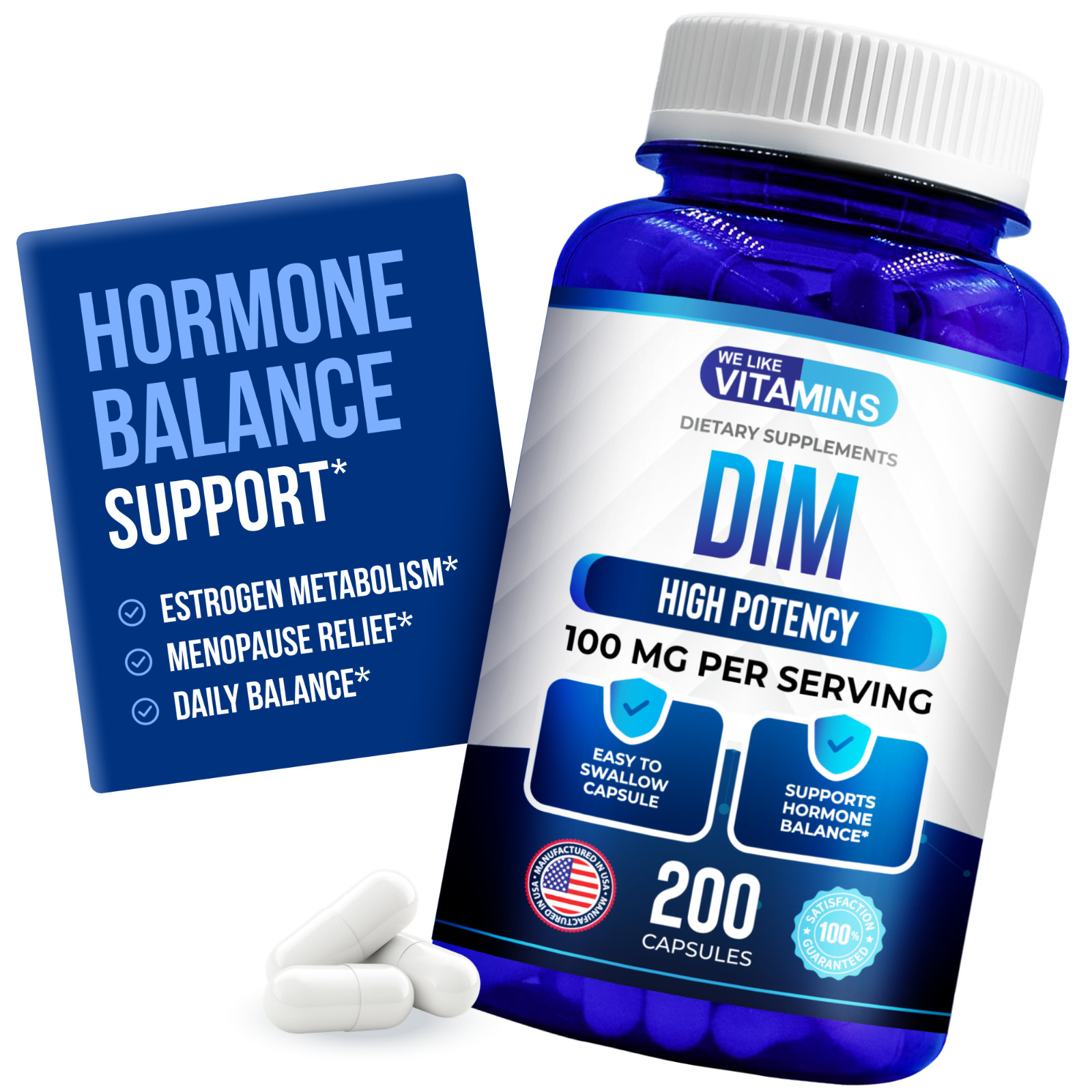 DIM 100mg 200 Capsules – 200 Day Supply Diindolylmethane We Like Vitamins