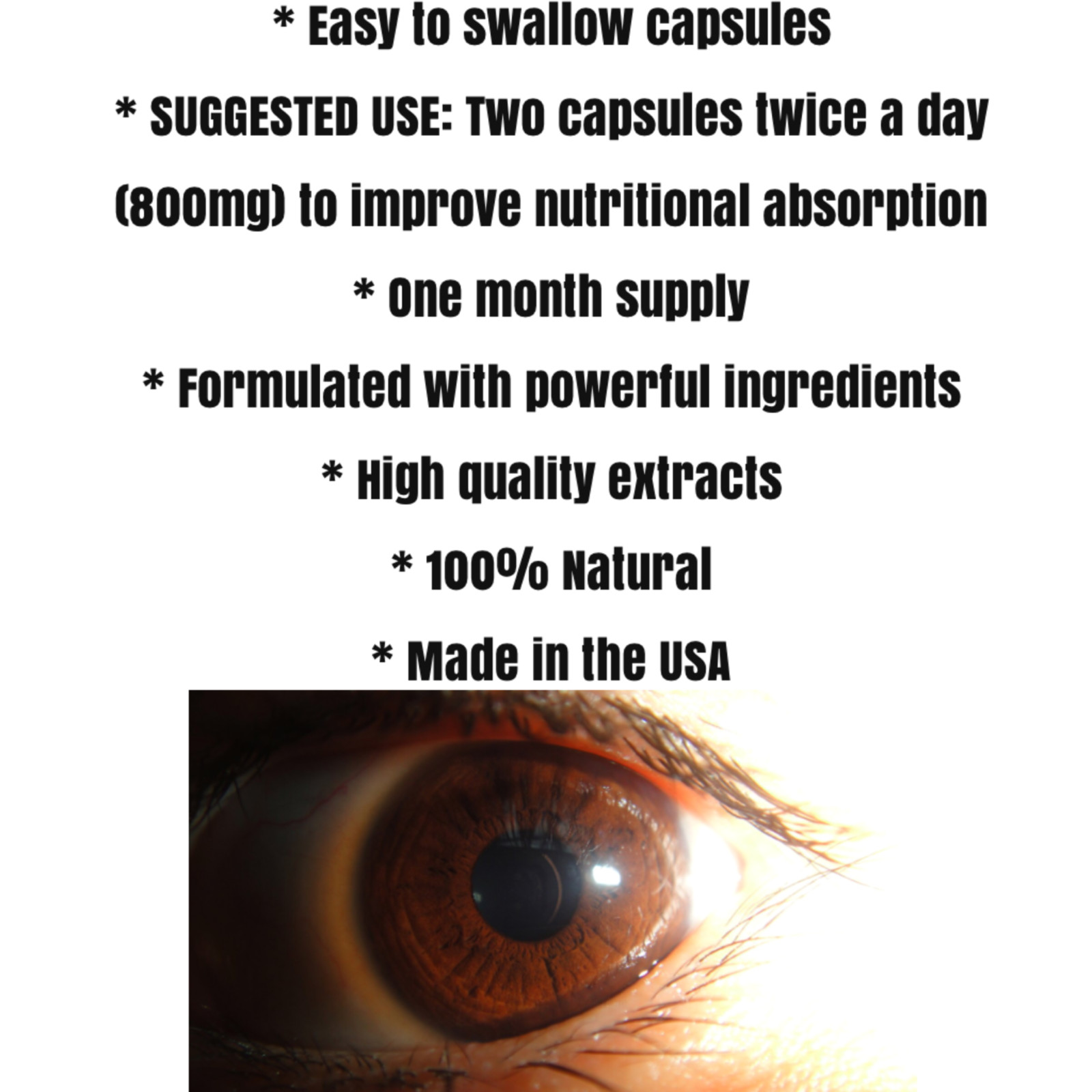 EYE SUPPLEMNET,120 Capsules, Vision Health, Glaucoma, Cataracts, Dry Eye Formula