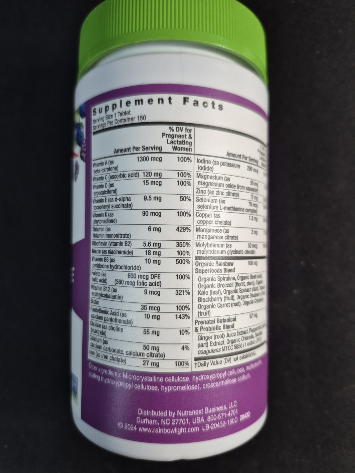 Rainbow Light Prenatal One High Potency Daily Multivitamin 150 Tablet 03/27