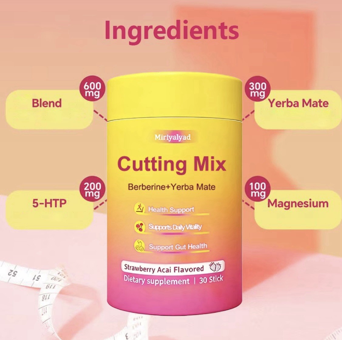 Strawberry Acai Vegan Cutting Mix Dietary Supplement