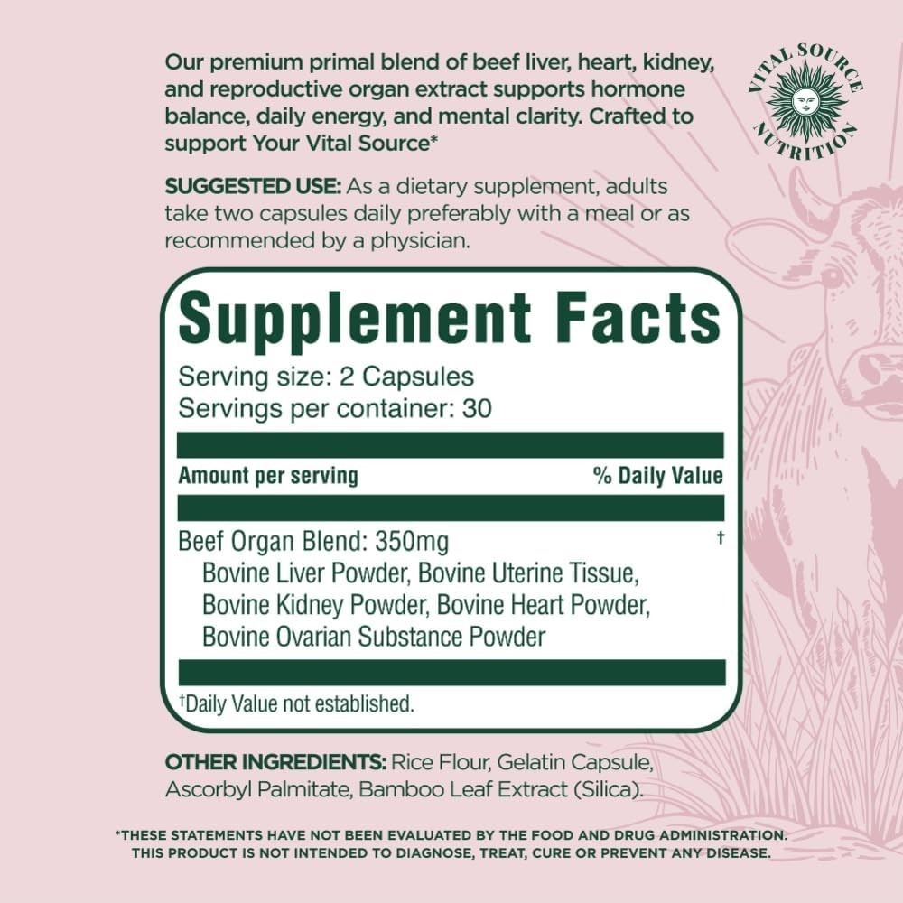 Vital Source Nutrition – BiFi Capsules – Beef Organ Primal Blend