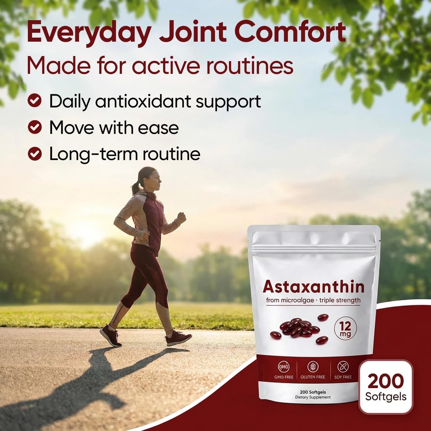 Rovina Astaxanthin, Baleno Astaxanthin 12Mg Antioxidant Supplement for Daily Wel