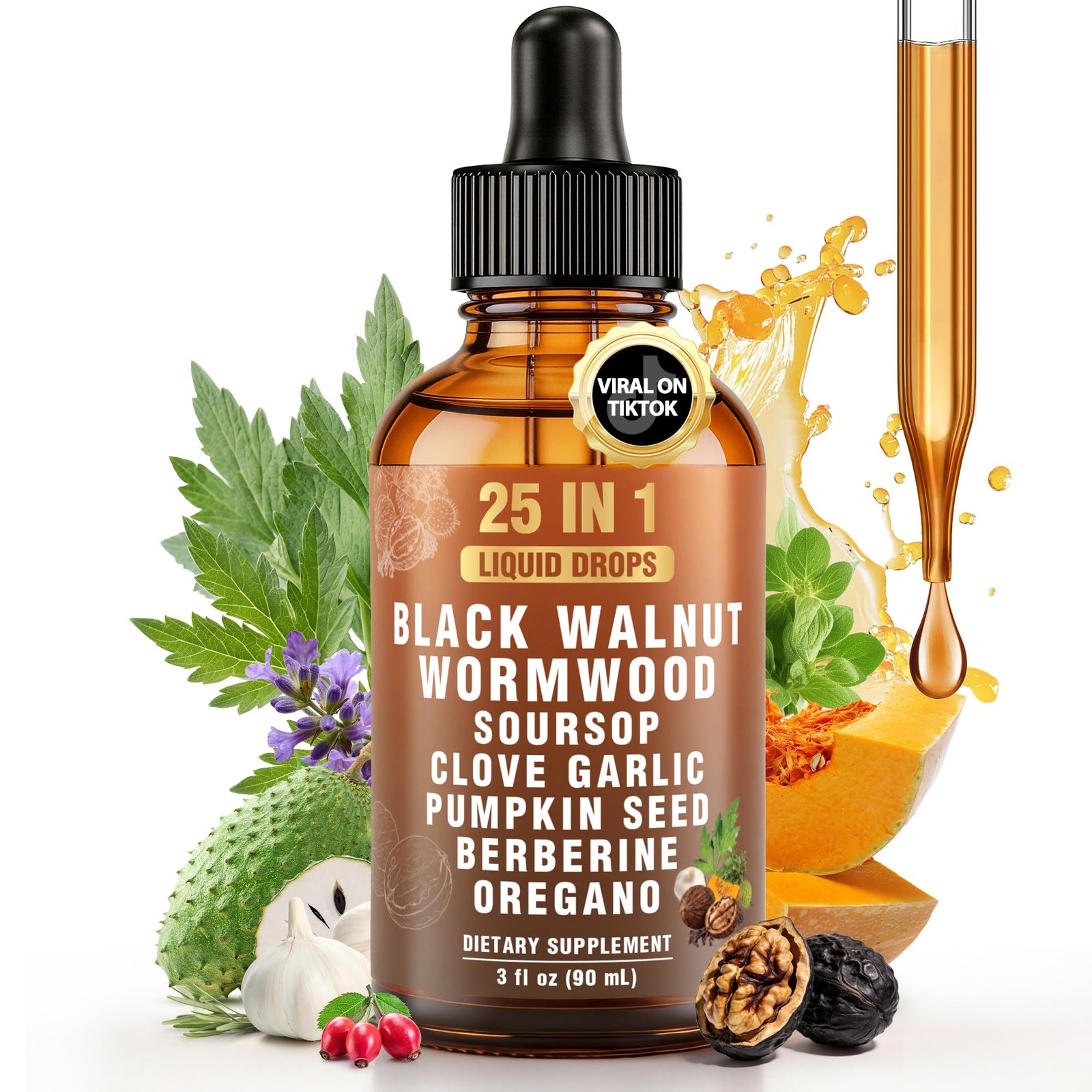 Royavita 25-in-1 Liposomal Wormwood Black Walnut 0.03 Fl Oz (Pack of 90)