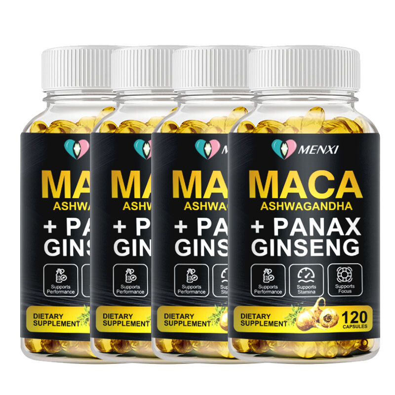 Maca Root + Ashwagandha + Korean Ginseng 12000mg, Peruvian Maca Root 120 Capsule