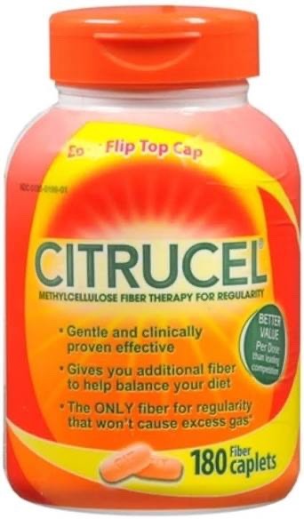 Citrucel Methylcellulose Fiber Therapy – 180 Caplets – Gentle Constipation Relie