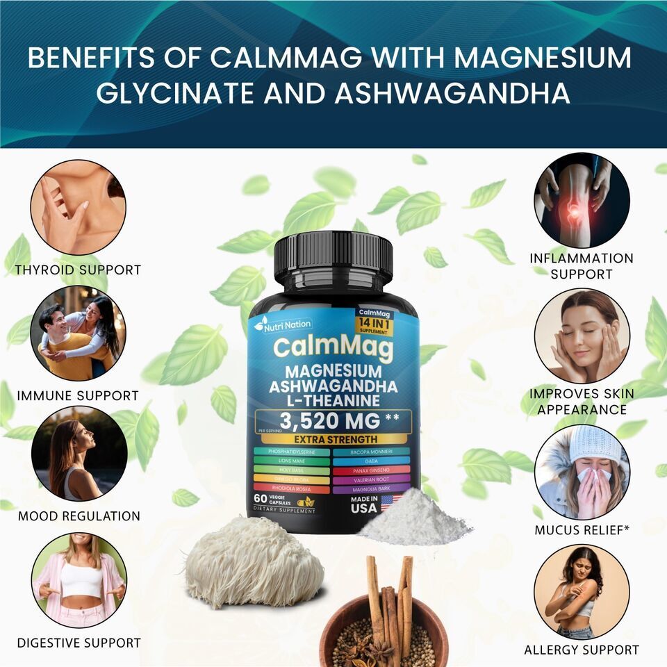 Cortisol Supplement Magnesium Glycinate 250mg Ashwagandha 150mg (3 Bottles Sa…