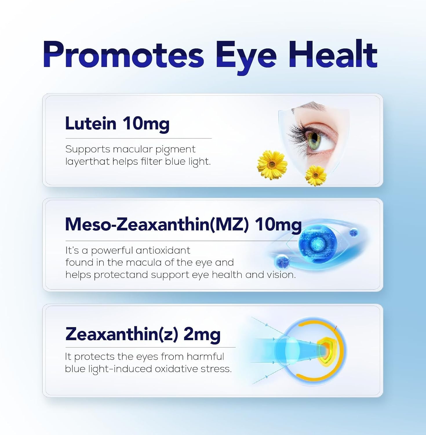 Eye Supplement – Lutein 10mg, Meso-Zeaxanthin 10mg, Zeaxanthin 2mg – Eye Vitamin