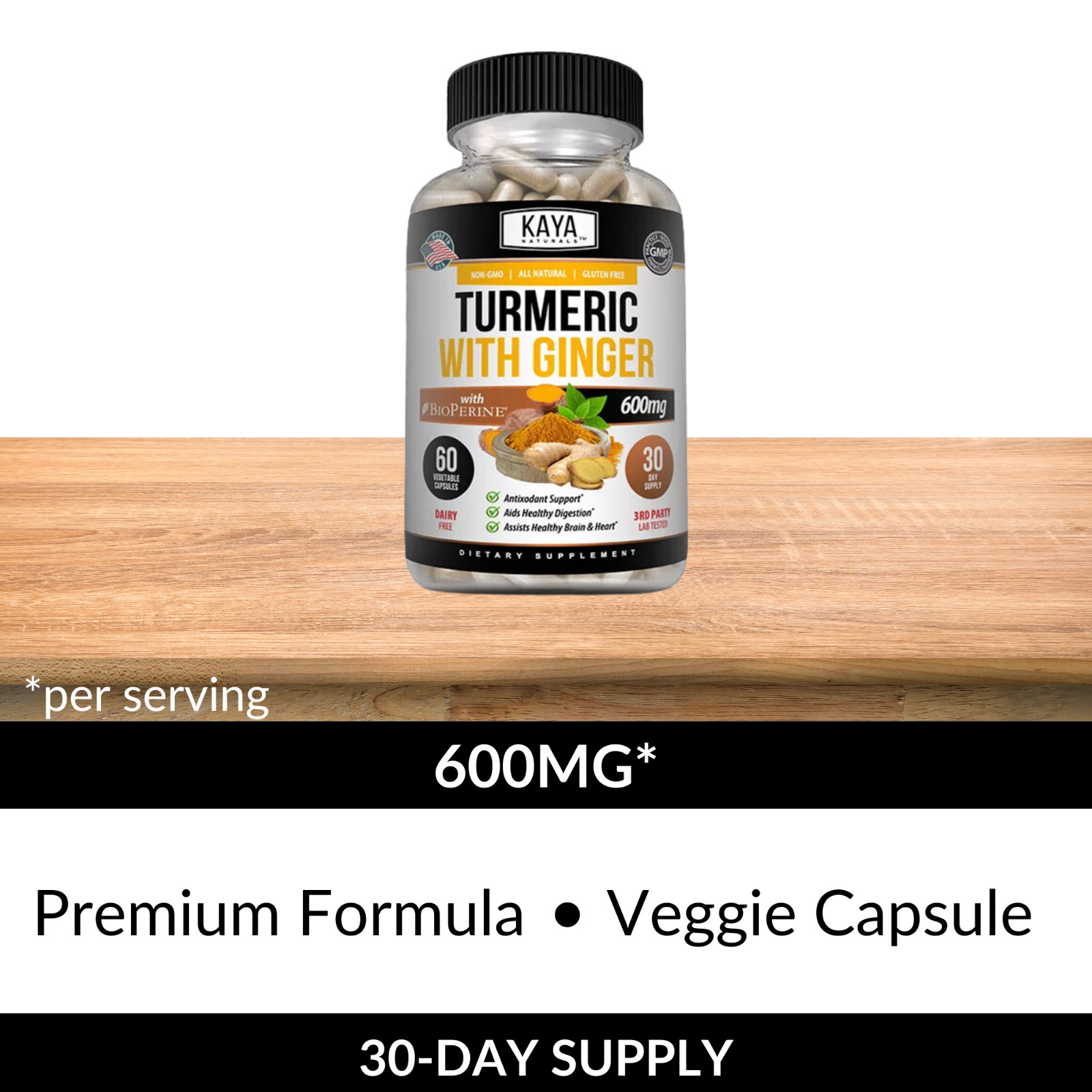Turmeric Curcumin with Ginger + Black Pepper, Joint Pain Maxx Strength Capsules