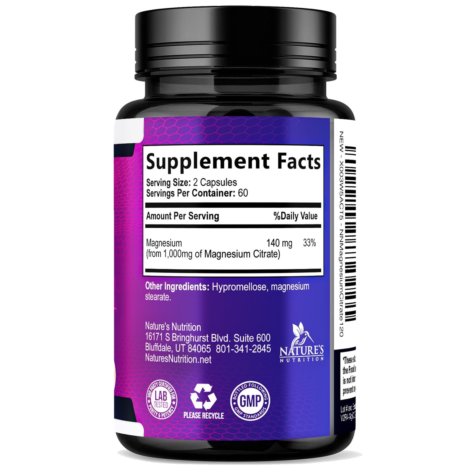 Magnesium Citrate 1000mg Per Serving – 3X Strength 120 Count (Pack of 1)