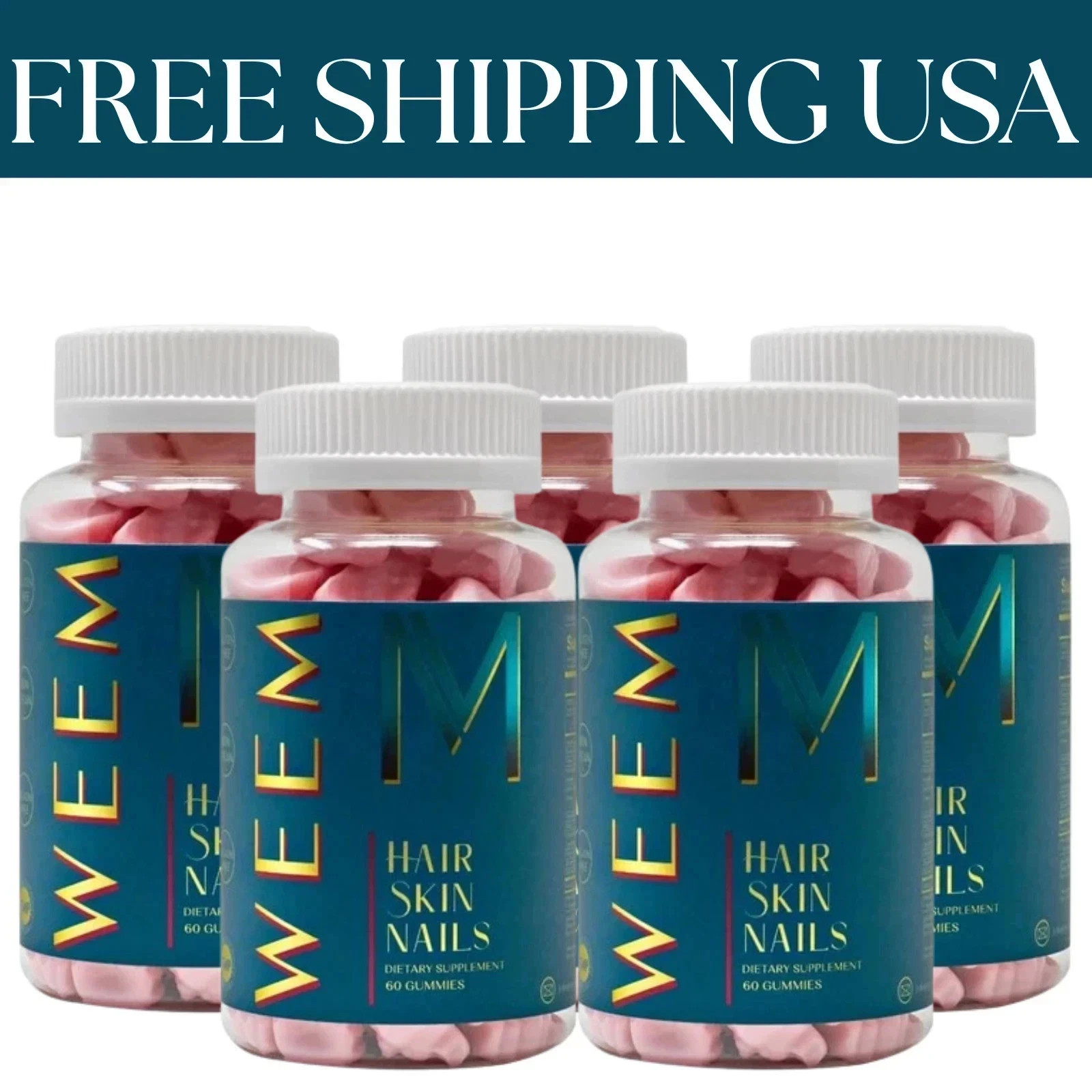 WEEM Hair Skin and Nails Gummies, Vegan biotin Vitamins, Healthy Hair- packag…