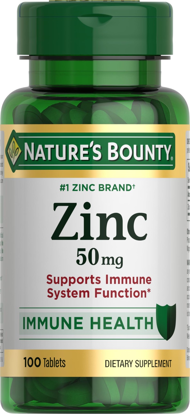 Nature’s Bounty, Zinc 50mg, Immune System Skin 100 Count (Pack of 1), White