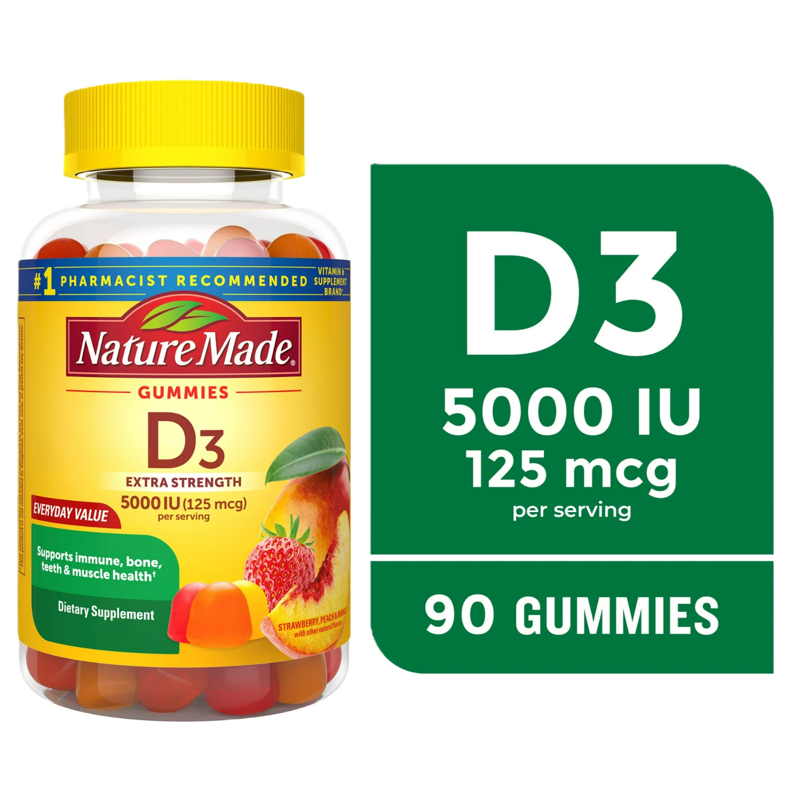 Nature Made Extra Strength Vitamin D3 5000 IU 125 mcg per Serving Gummies