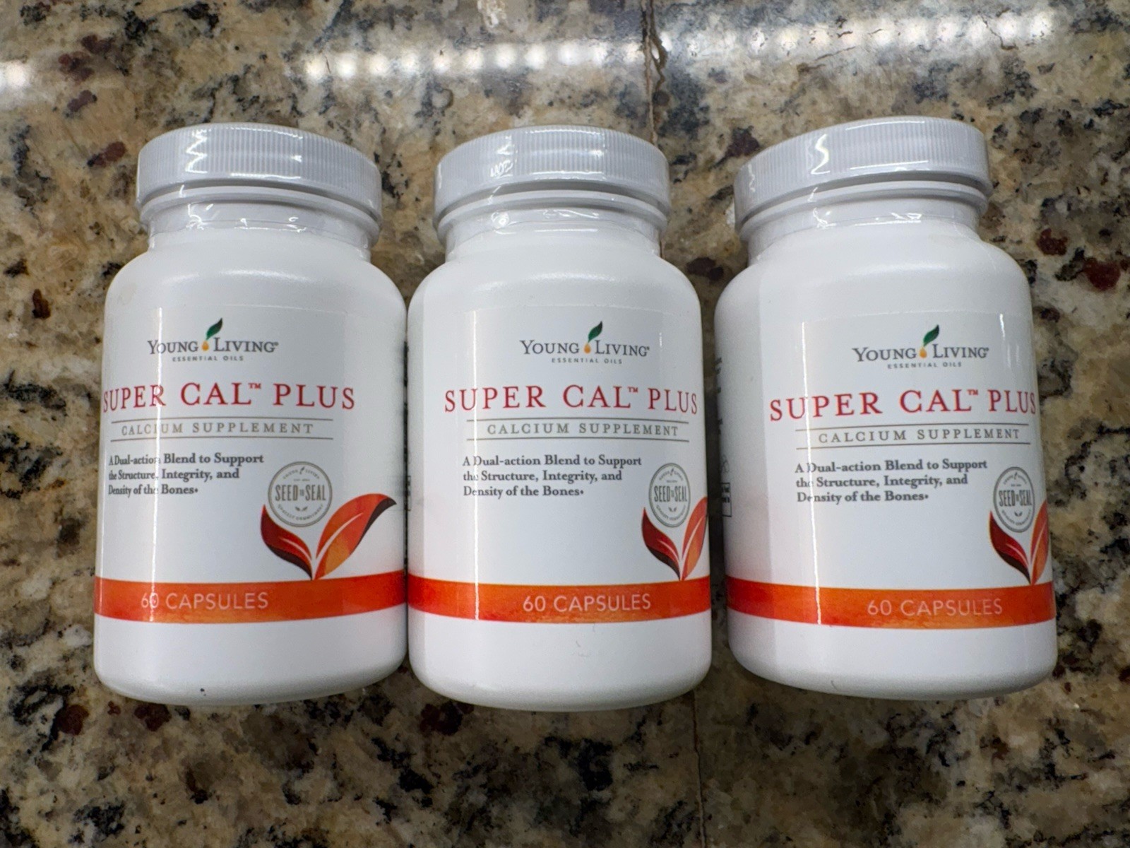 Young Living Super Cal Plus 60-Capsule Calcium Supplement Pack of 3, New Sealed