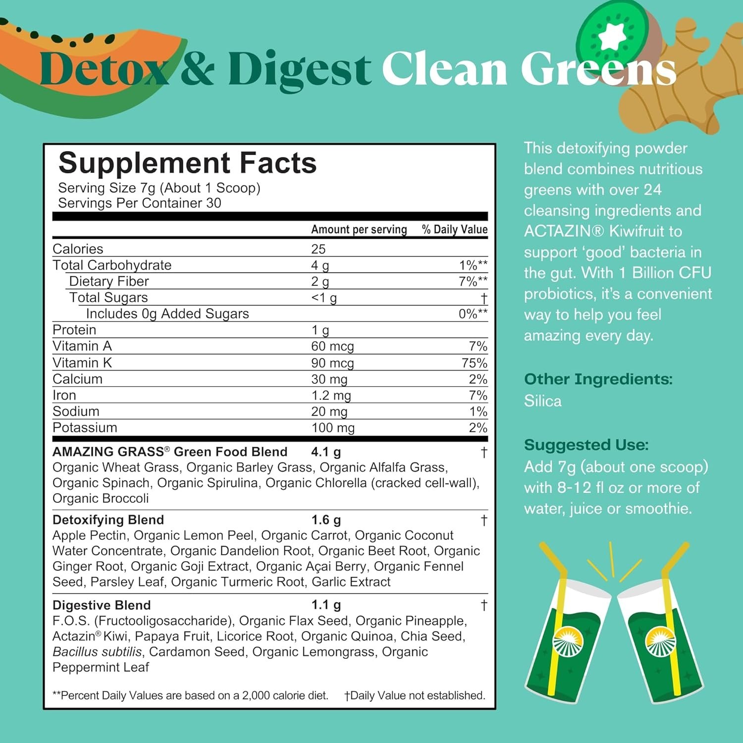 Amazing Grass Alkalize Detox Greens Powder Organic Probiotic Cleanse