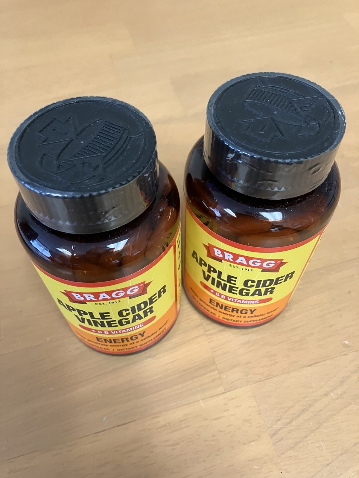 2-Pack Bragg Apple Cider Vinegar Energy + 6 B Vitamins 180 Caps. Exp. 07/2027