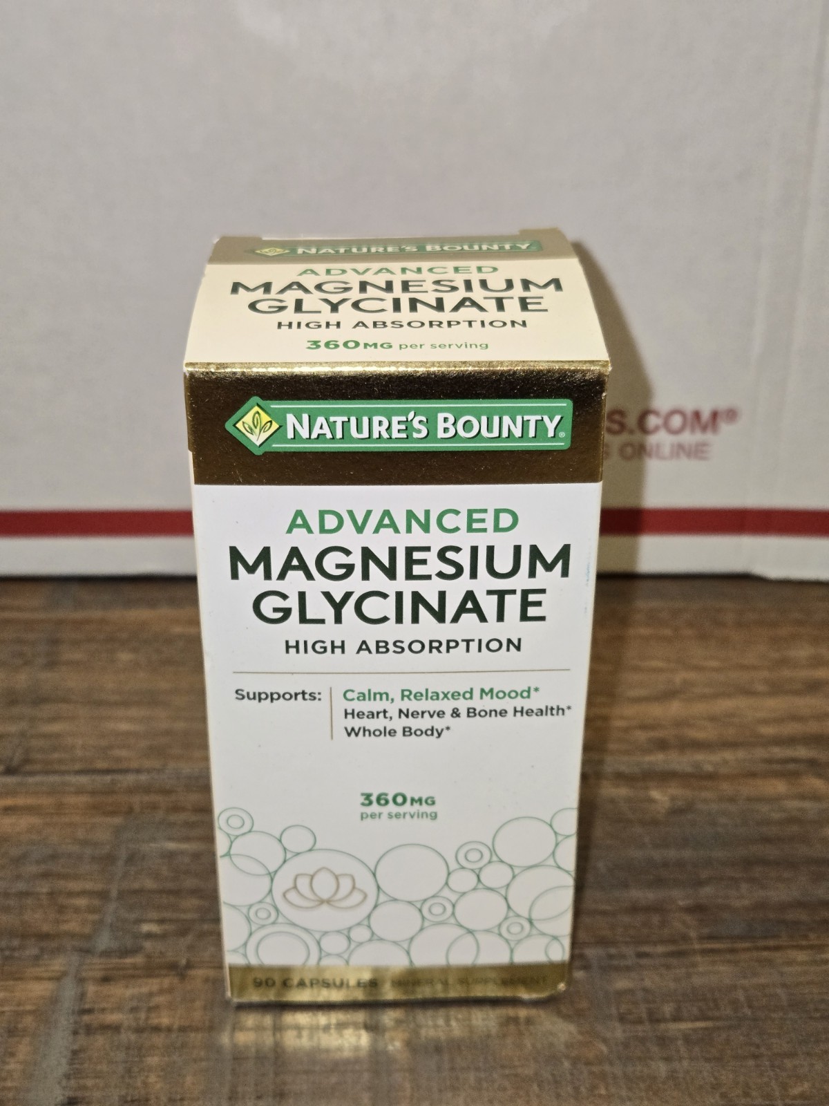 Natures Bounty 360mg Advanced MAGNESIUM GLYCINATE 90 cap High Absorption 07/2028