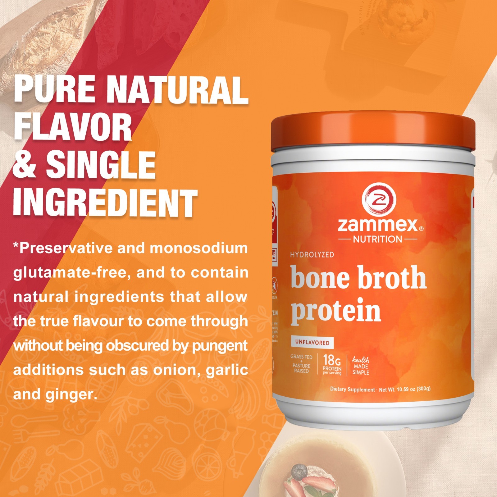 Grass Fed Beef Bone Broth Protein Powder Hydrolyzed Collagen Peptides -10.59oz