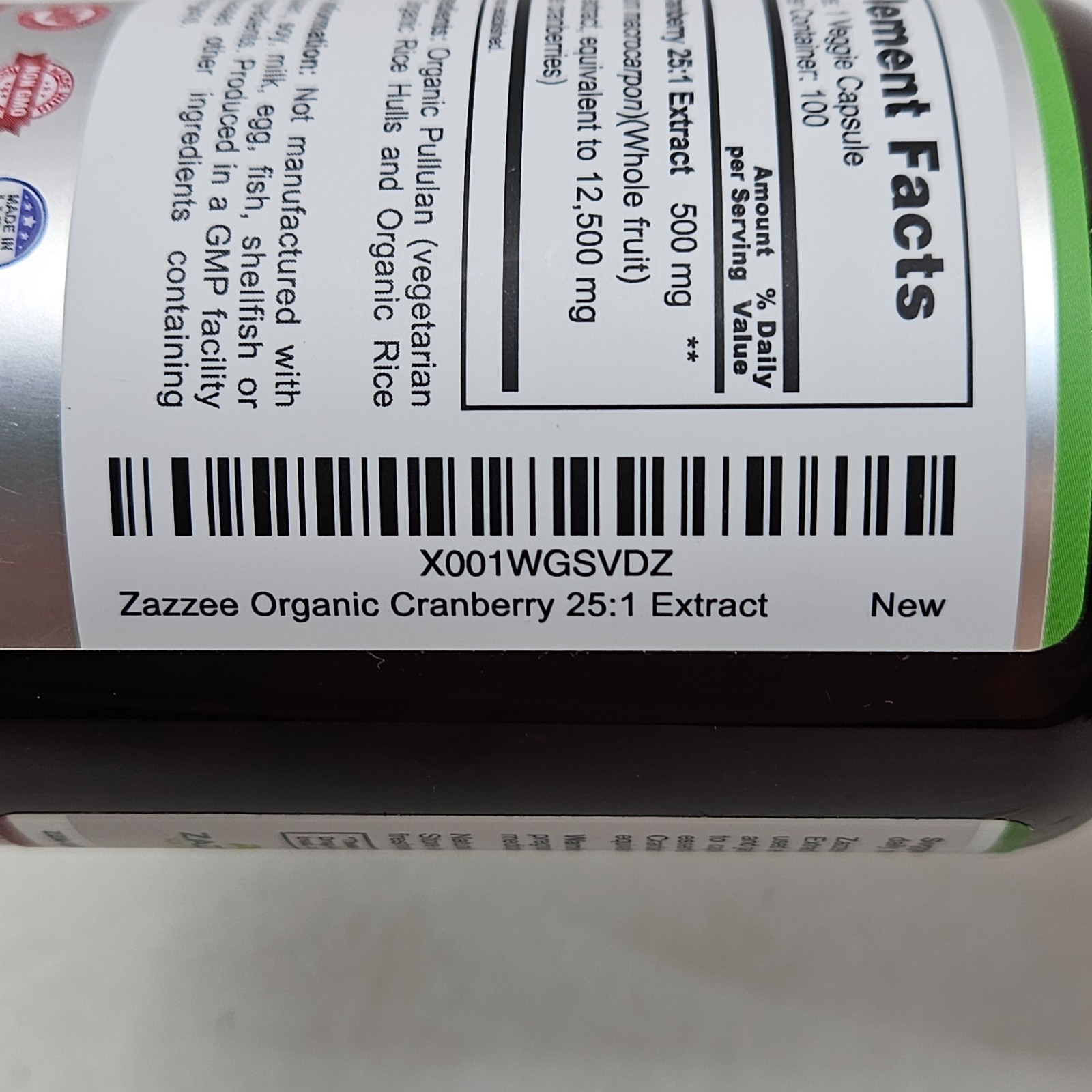 Zazzee USDA Organic Cranberry 25:1 Extract, 500 mg, 100 Vegan Capsules, Kosher