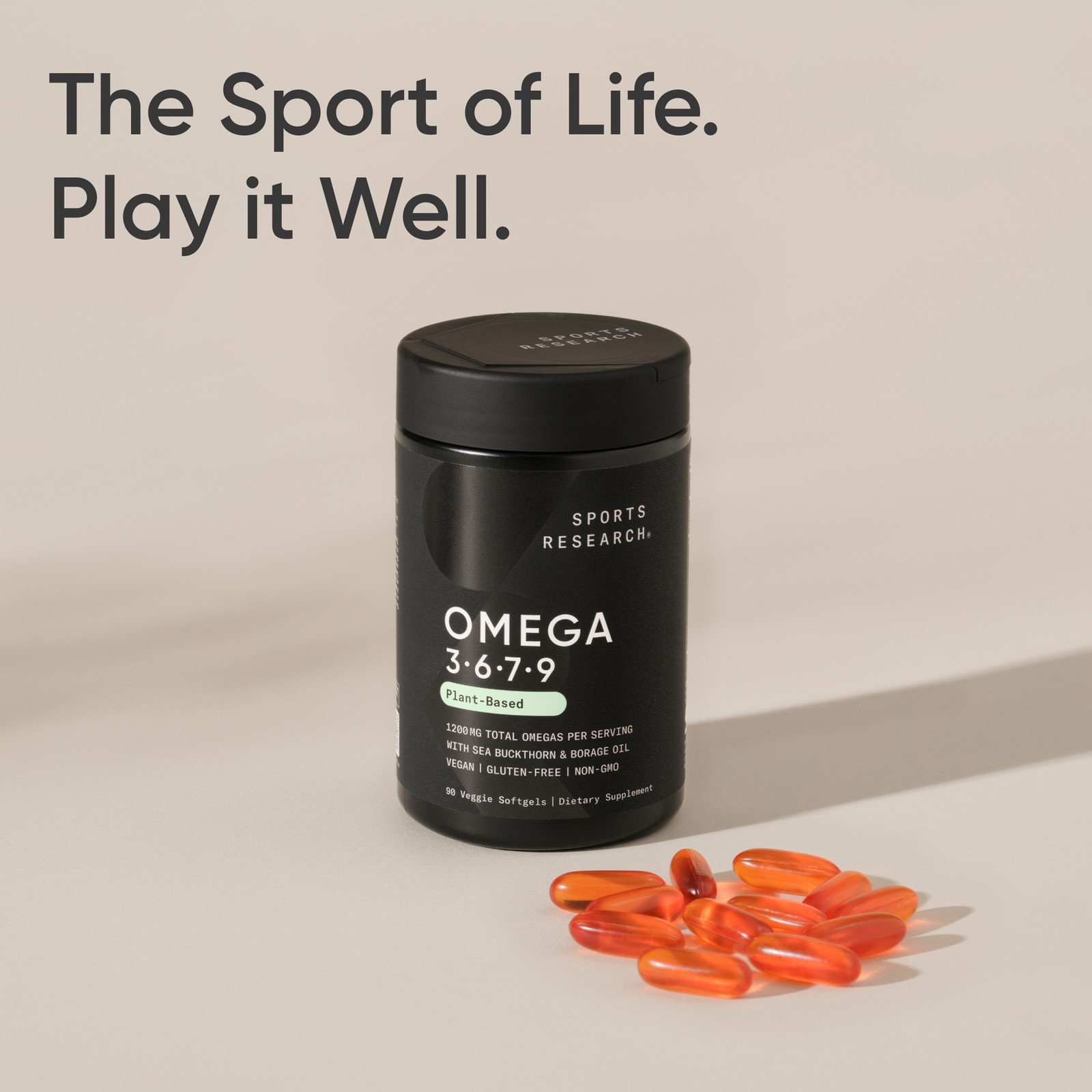 Vegan Omega 3-6-7-9 Supplement (90 Softgels) – Plant-Based, Heart & Skin Health