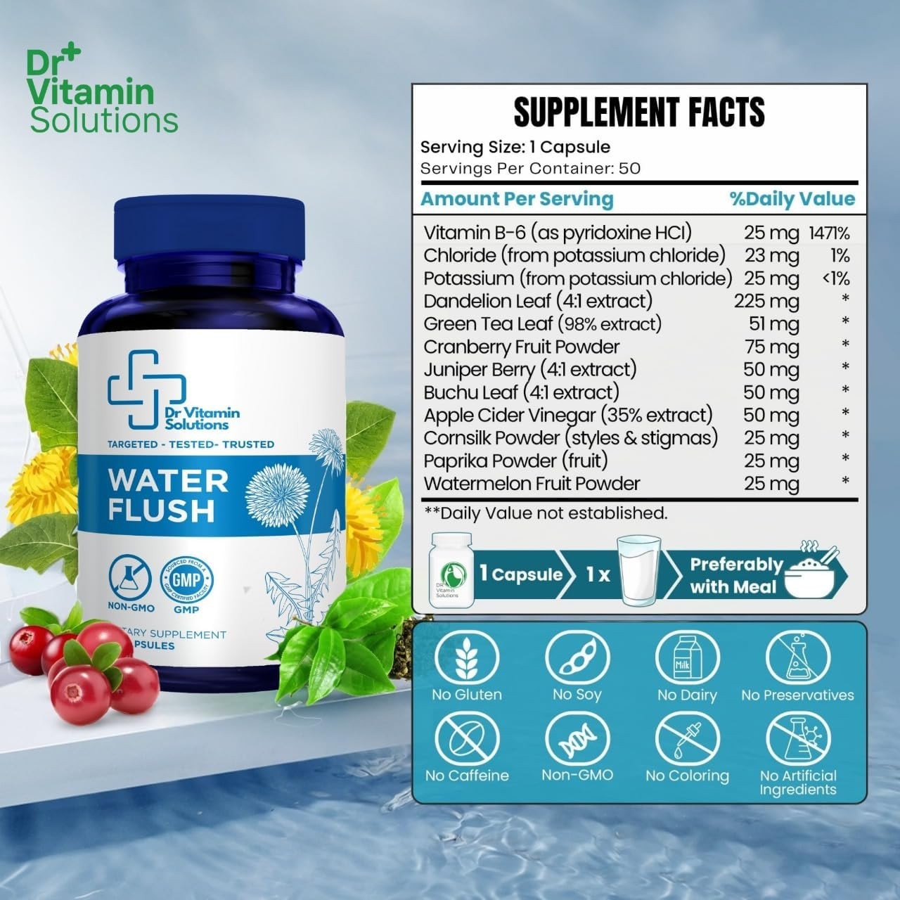 Diuretic Water Pills – Water Flush – Bloating Relief for Women & Men, Swellin…