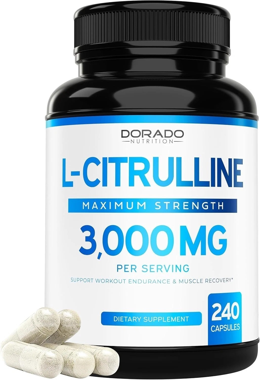L-Citrulline 3000mg GMP Certified & Non-GMO Free Form Amino 240 Capsules