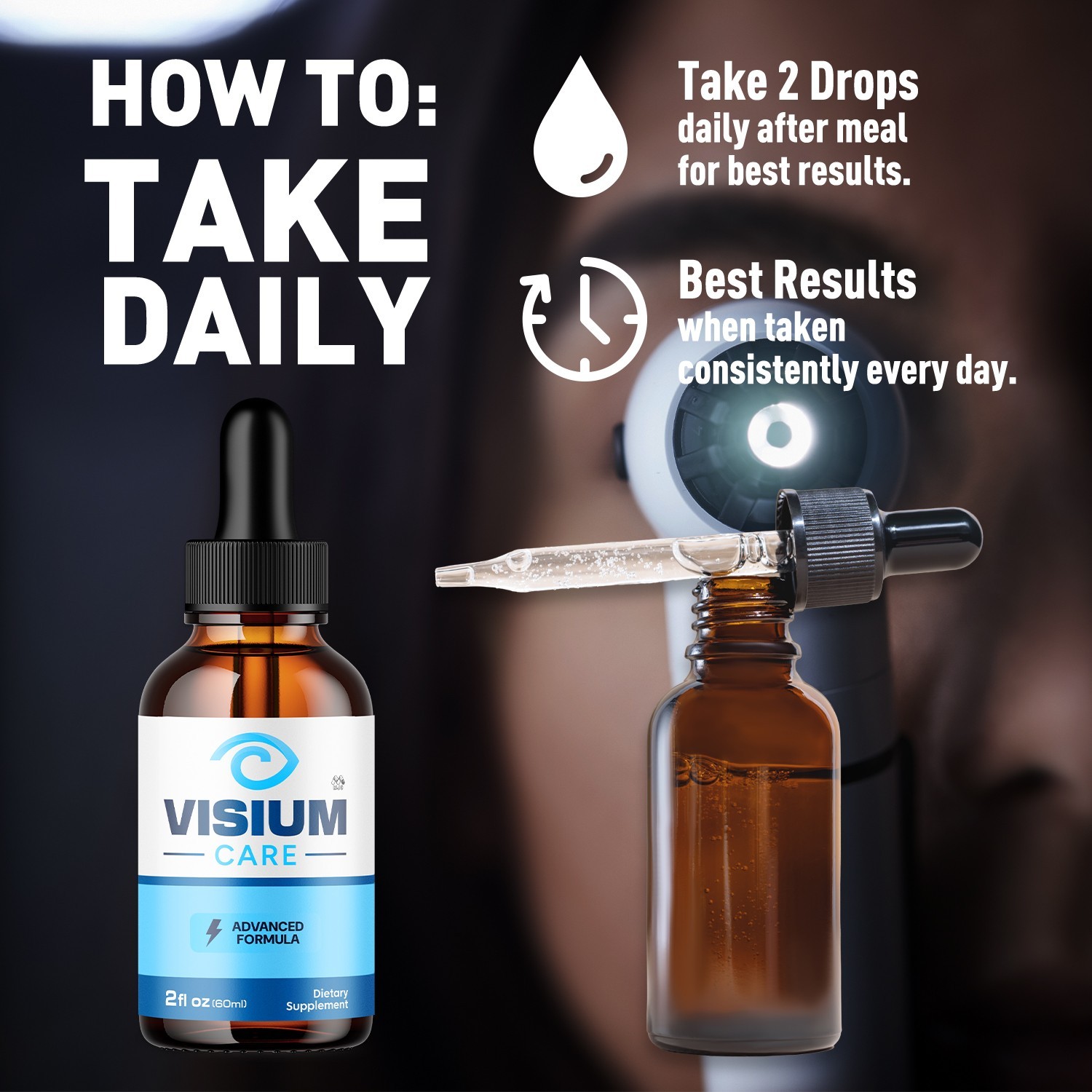 (3 Pack) Visium Care Drops Advance Support for Healthy Eye Function 90 Servings