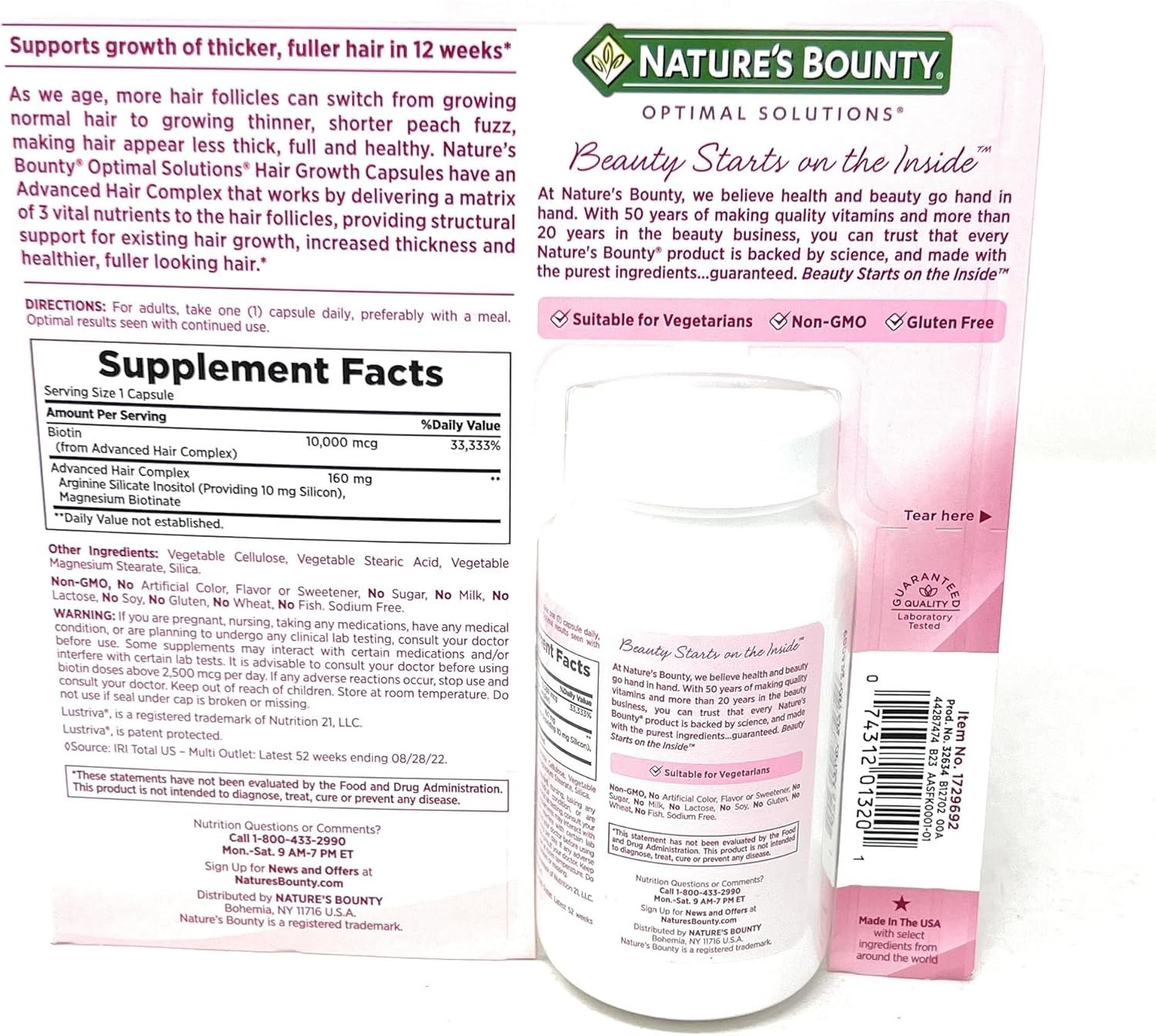 Nature’s Bounty Hair Growth Supplement, 1 Per Day, Clinically Shown to Support