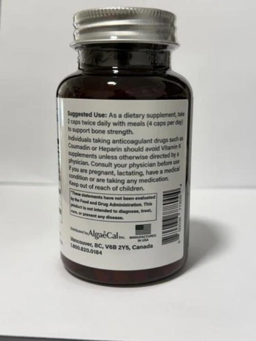 AlgaeCal Plus Dietary Supplement 120 Veggie Caps – Bone Strength Support-03-2028
