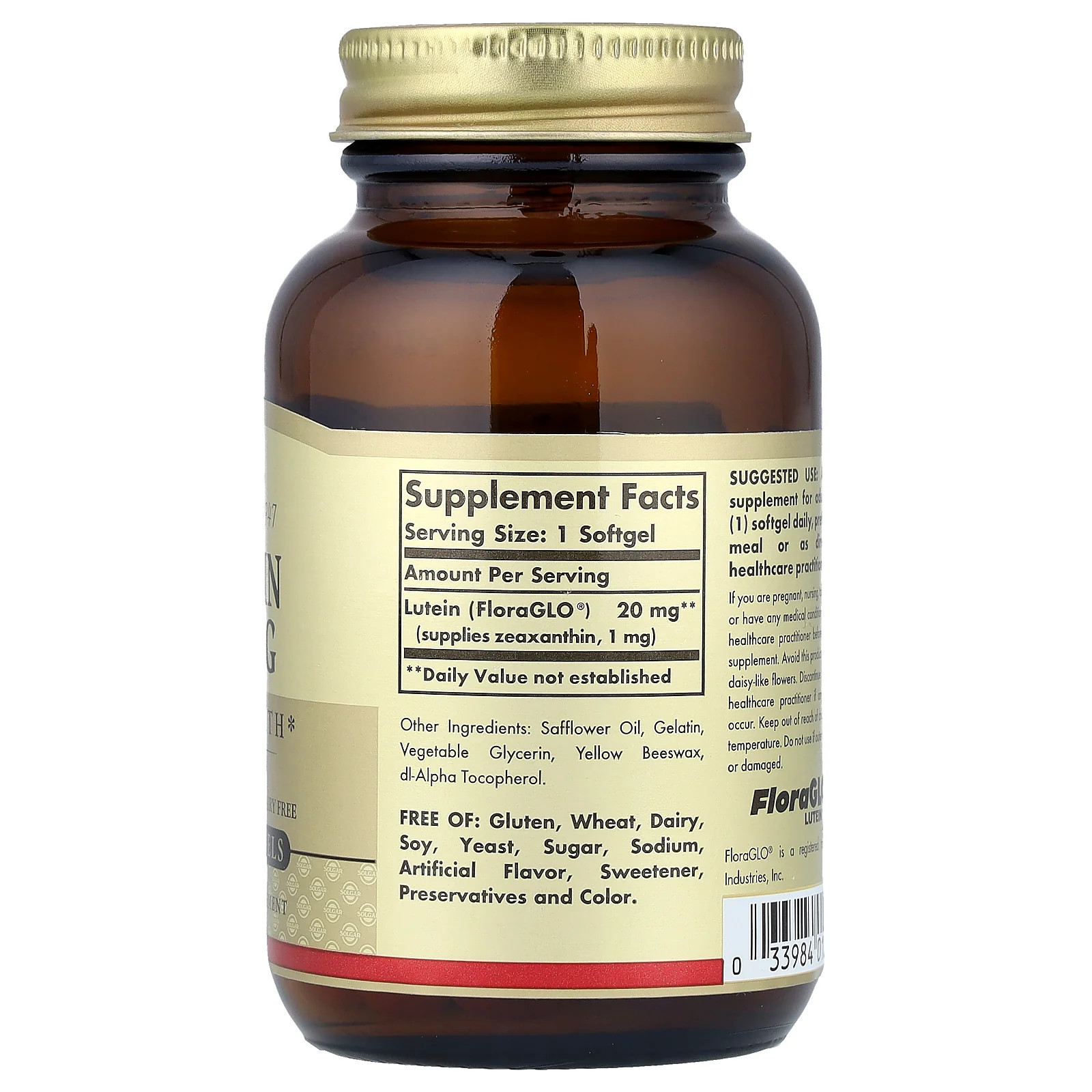 2 X Solgar, Lutein, 20 mg, 60 Softgels