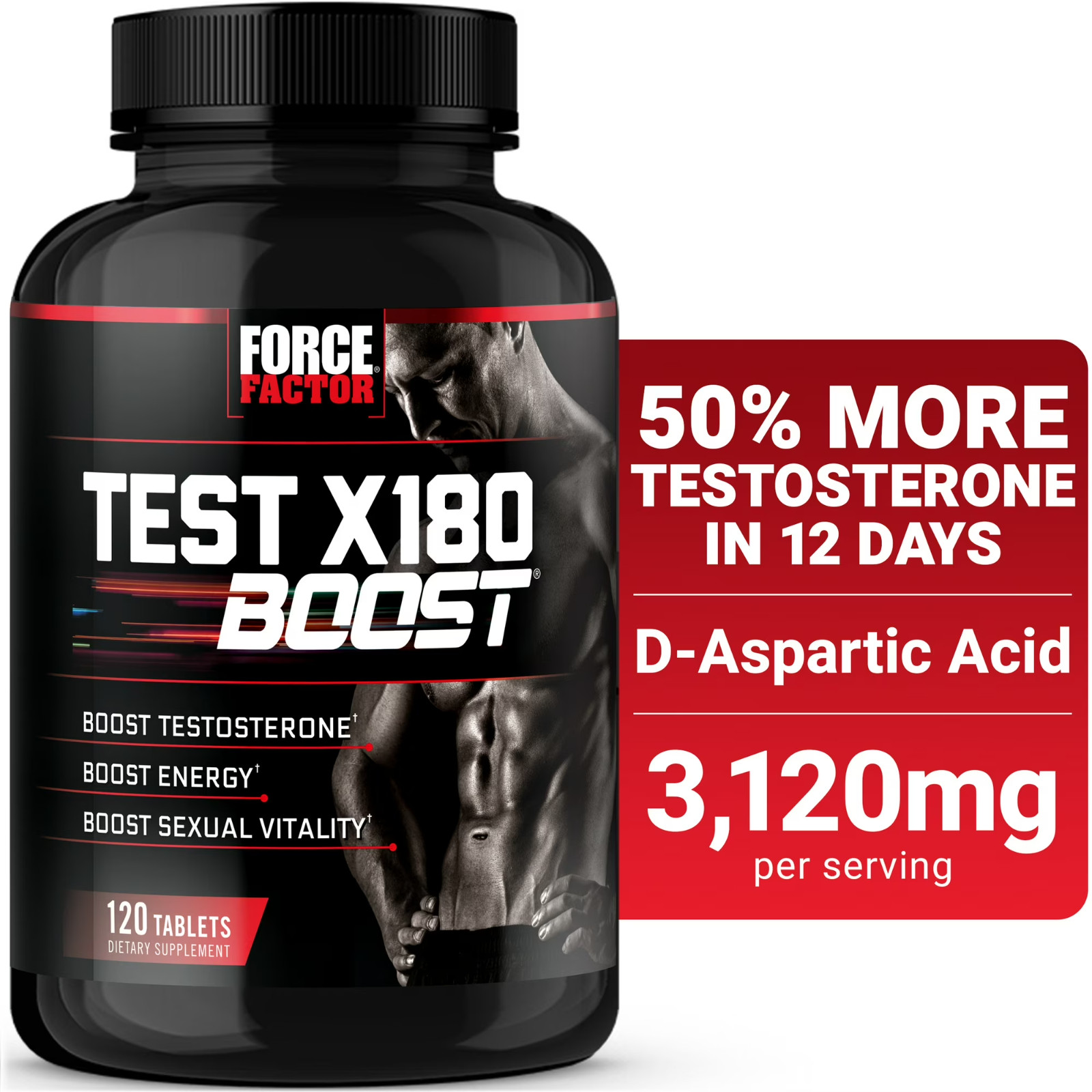 Force Factor Test X180 Boost Testosterone Booster Men 120 Tablets Boron