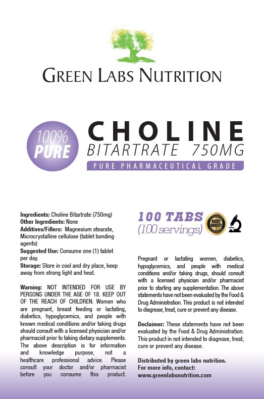 Choline Bitartrate 750 mg Tablets – High Strength Liver, Memory & Brain Support